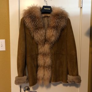 Shearling Lamb Jacket with Fox Fur Collar